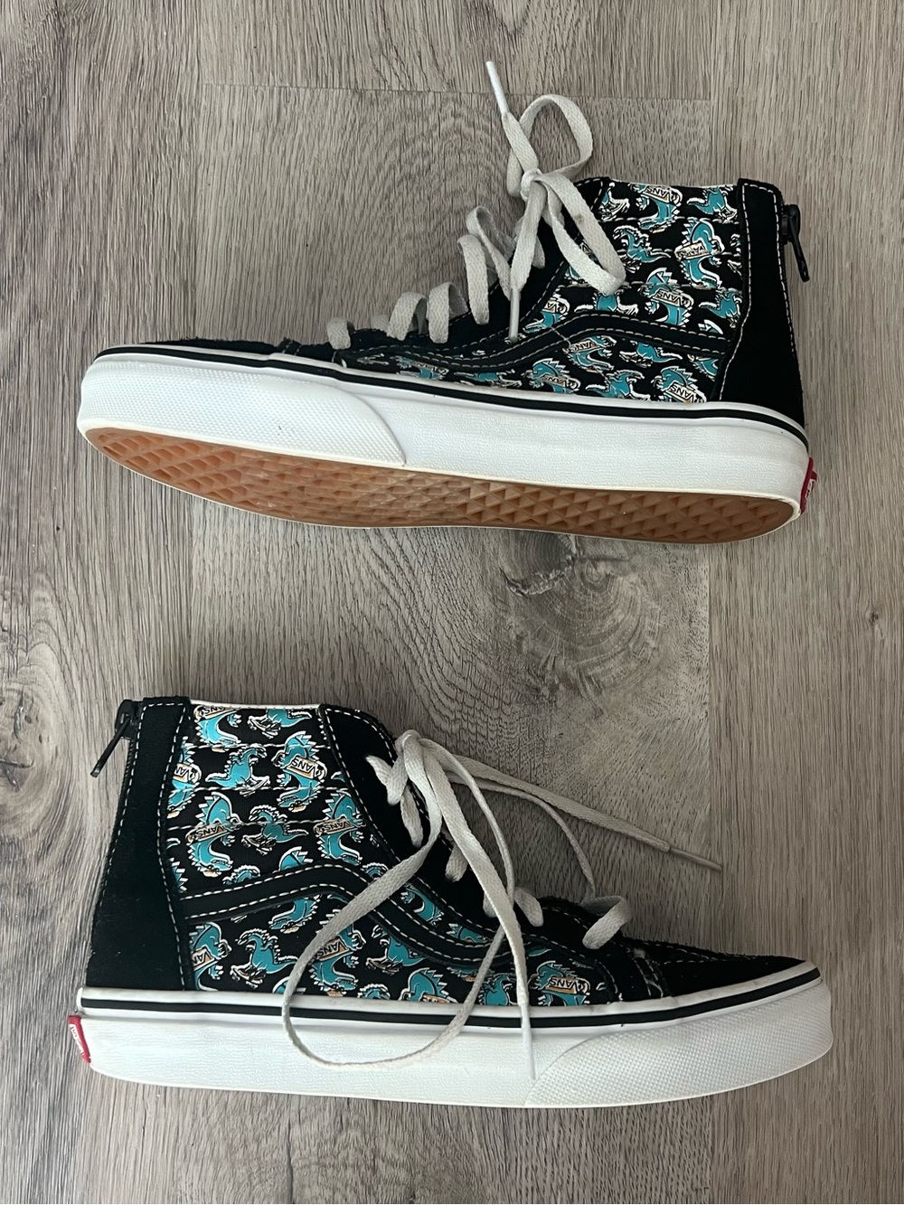 Vans  off the Wall Youth Size 3  Dinosaur Back Zipper High Top